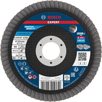 Lamelový kotouč Bosch EXPERT X782, zkosený, 125 mm, zrnitost 60.